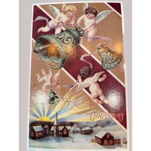 Set of 10 Victorian Christmas & New Year Postcards Set Girls Boys Santa Angels